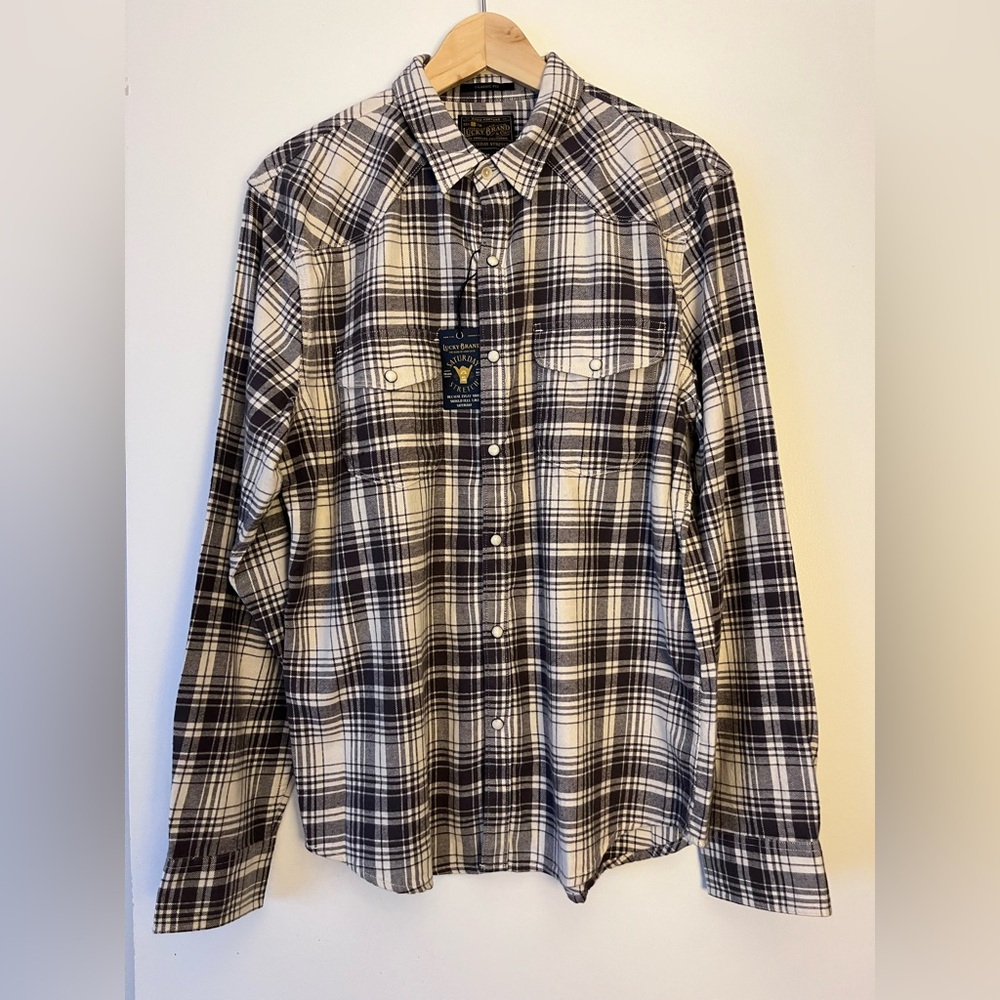 Lucky Brand Black and White Casual Button Down Shirt